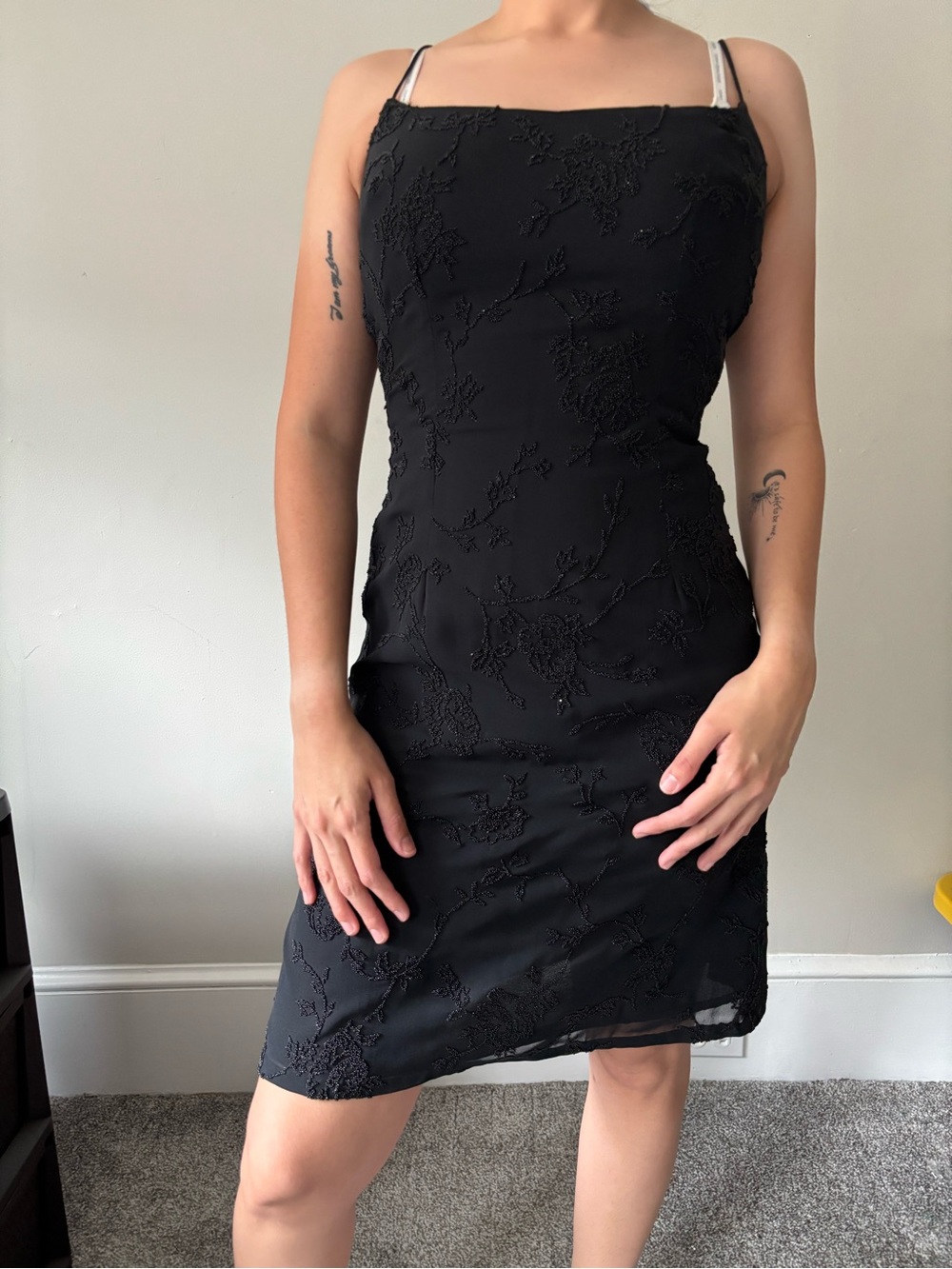 Y2K Grunge Fairy Beaded Black Strapless Mini Date Night Slip on Dress - XS Small